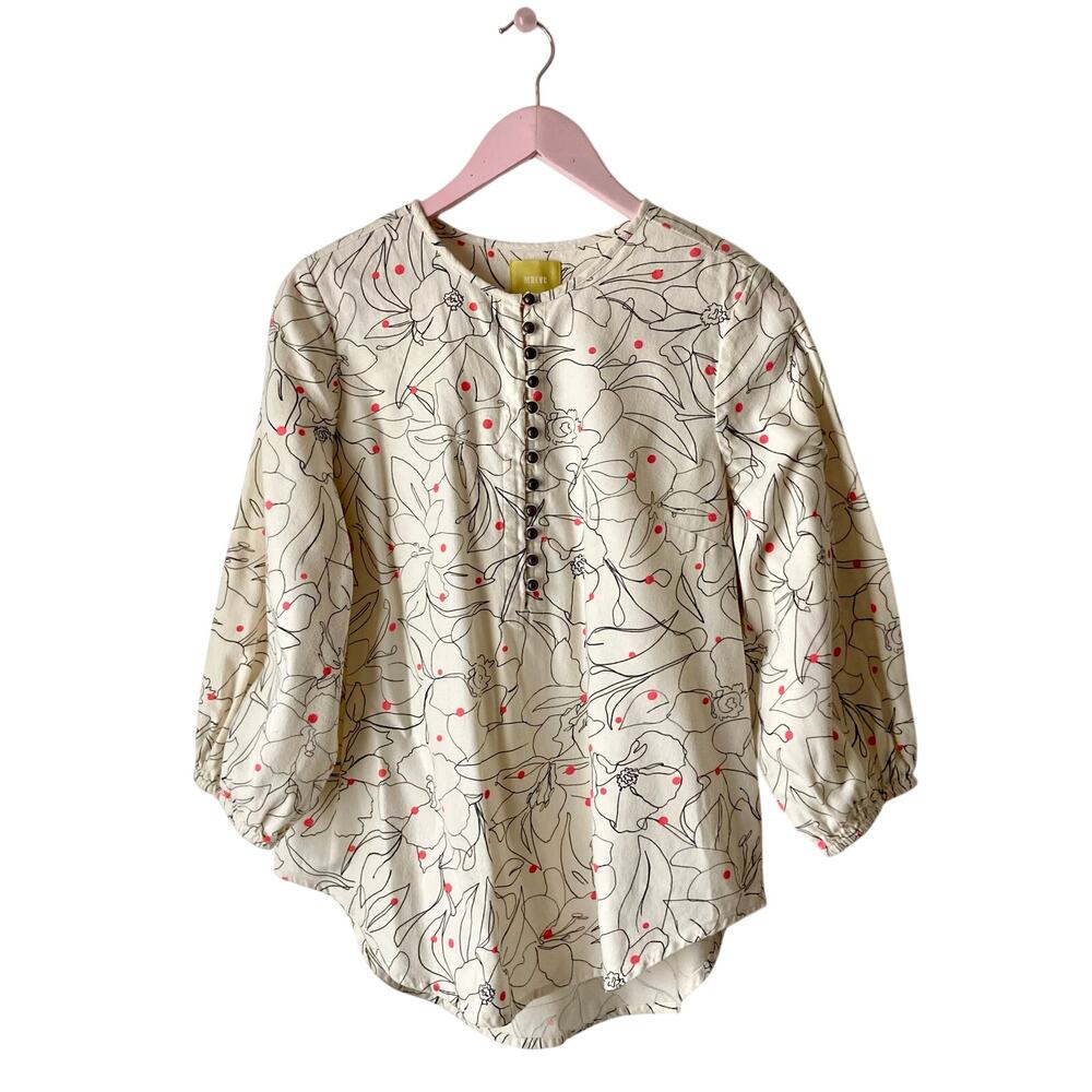 Maeve by Anthropologie "Bethesda" Floral Flannel Henley Blouse